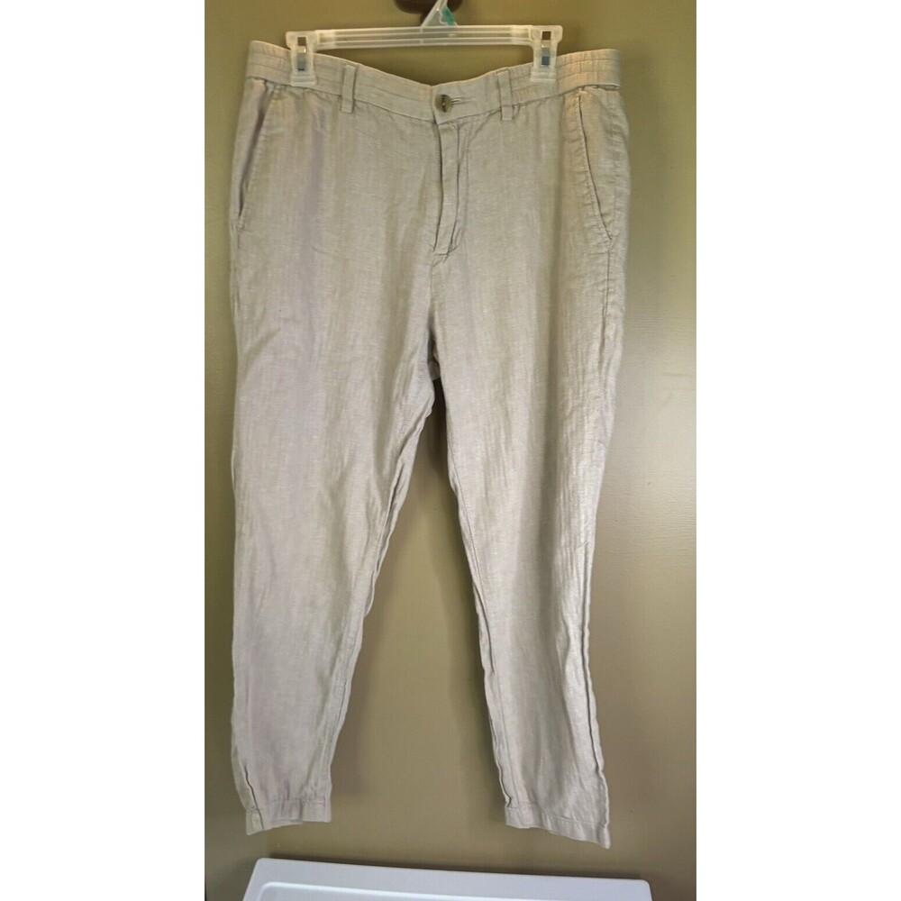 Banana Republic Drawstring Linen Cotton Tapered Leg Mens Slim Fit Pants 33/30